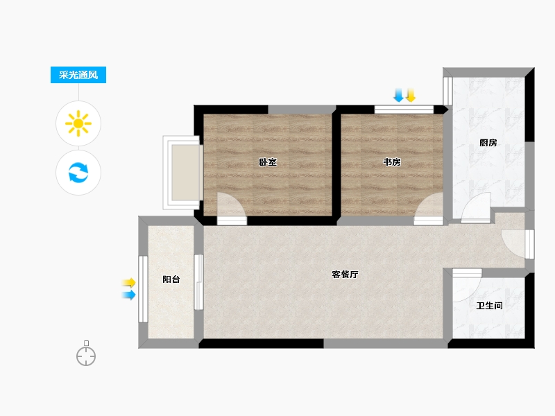 河北省-石家庄市-航天新佳园住宅小区2期-60.72-户型库-采光通风