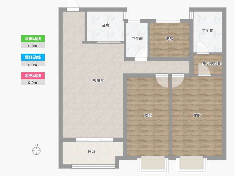 山西省-长治市-书苑名家 A户型 124平方-99.20-户型库-动静线