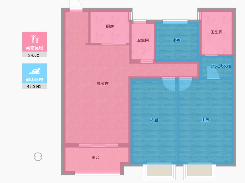 山西省-长治市-书苑名家 A户型 124平方-99.20-户型库-动静分区