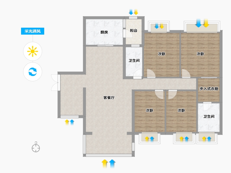 广西壮族自治区-贵港市-贵港市港城花园-143.00-户型库-采光通风