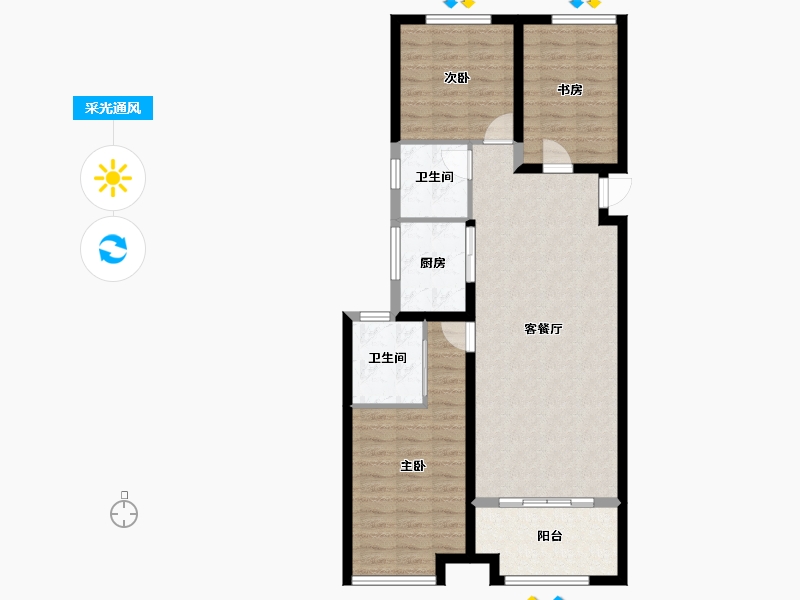 山西省-长治市-书苑名家 B户型 126平方-100.80-户型库-采光通风