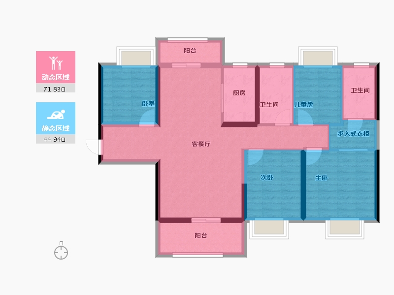 湖南省-衡阳市-美的金科檀樾-103.20-户型库-动静分区