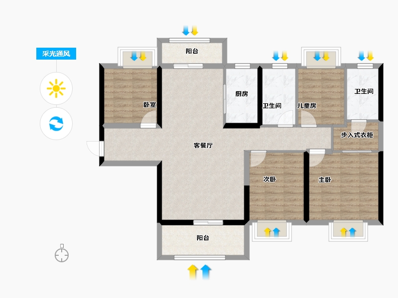 湖南省-衡阳市-美的金科檀樾-103.20-户型库-采光通风