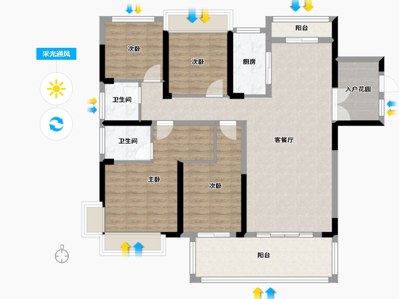 湖南省-衡阳市-金钟府-130.00-户型库-采光通风