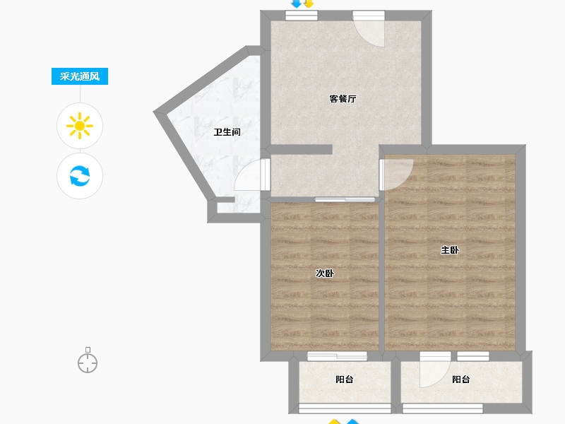 北京-北京市-东平里-52.80-户型库-采光通风