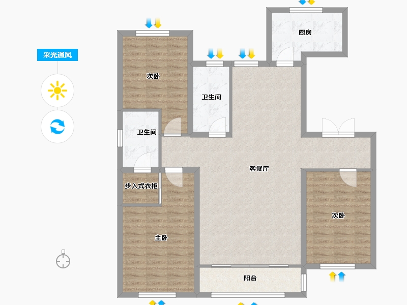 辽宁省-葫芦岛市-兴城大院-114.68-户型库-采光通风