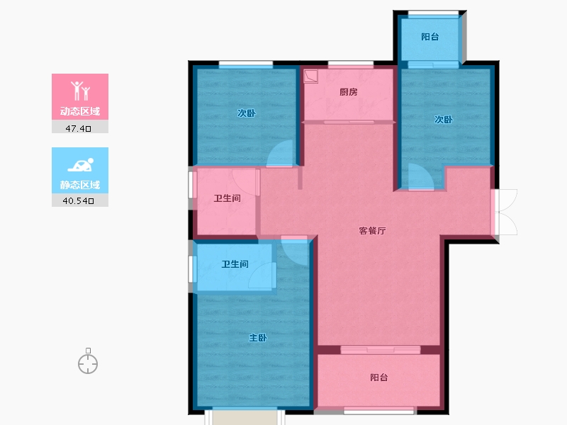 陕西省-西安市-辰宇世纪城-95.20-户型库-动静分区