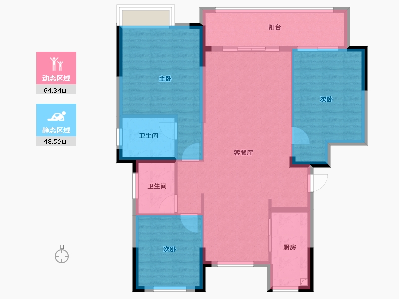 浙江省-台州市-亿金府-102.40-户型库-动静分区