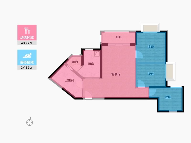 云南省-昆明市-昆明恒大阳光半岛-72.54-户型库-动静分区