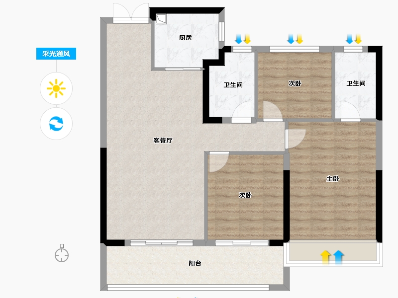 浙江省-温州市-华鸿府东御峯-97.20-户型库-采光通风