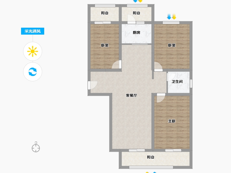 山西省-长治市-益康小区-125.33-户型库-采光通风