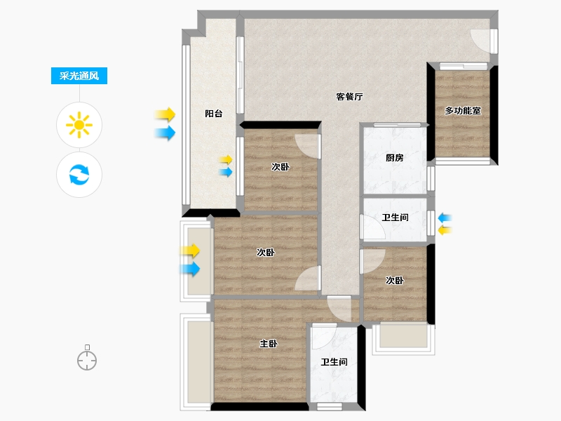 广东省-广州市-云湖花城-90.40-户型库-采光通风