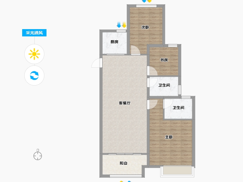 陕西省-西安市-隆清城-96.00-户型库-采光通风