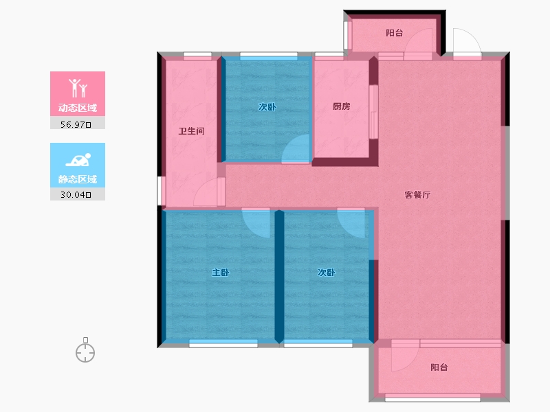 辽宁省-营口市-金泰城珑悦府-83.33-户型库-动静分区