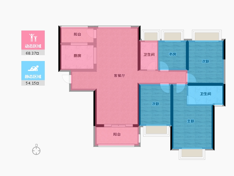 四川省-成都市-雅居乐·十里花巷-112.80-户型库-动静分区