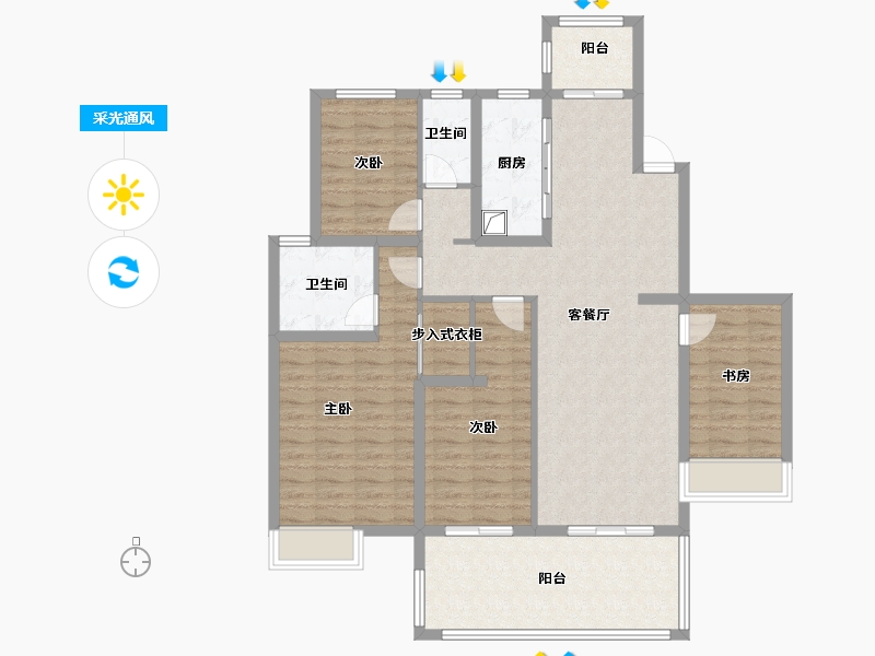 河南省-郑州市-中建滨水苑-119.84-户型库-采光通风