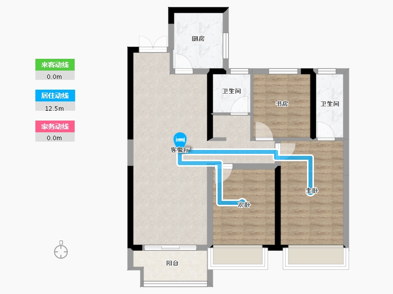 甘肃省-陇南市-东南·阶州御府-84.69-户型库-动静线