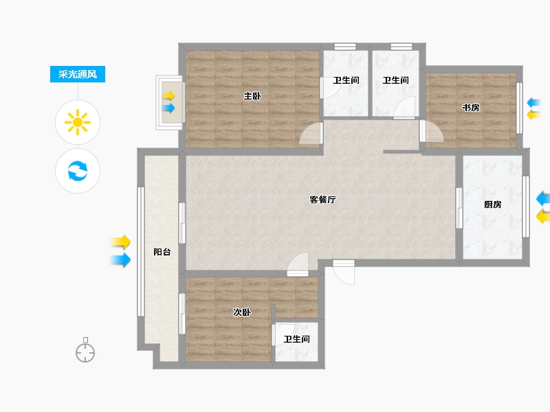 山西省-阳泉市-中央悦城-109.98-户型库-采光通风