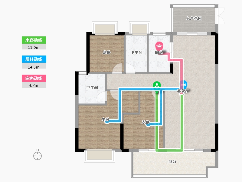 湖北省-潜江市-名筑仕嘉-110.00-户型库-动静线