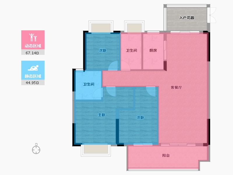 湖北省-潜江市-名筑仕嘉-110.00-户型库-动静分区