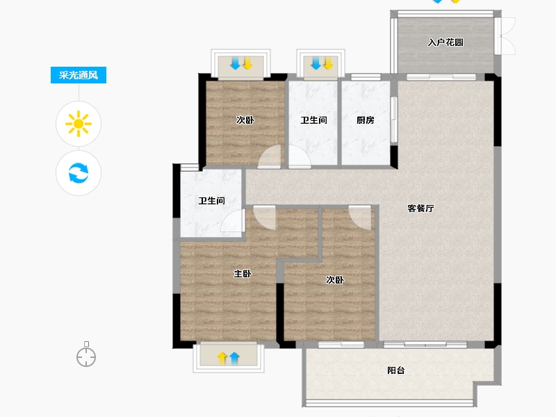 湖北省-潜江市-名筑仕嘉-110.00-户型库-采光通风