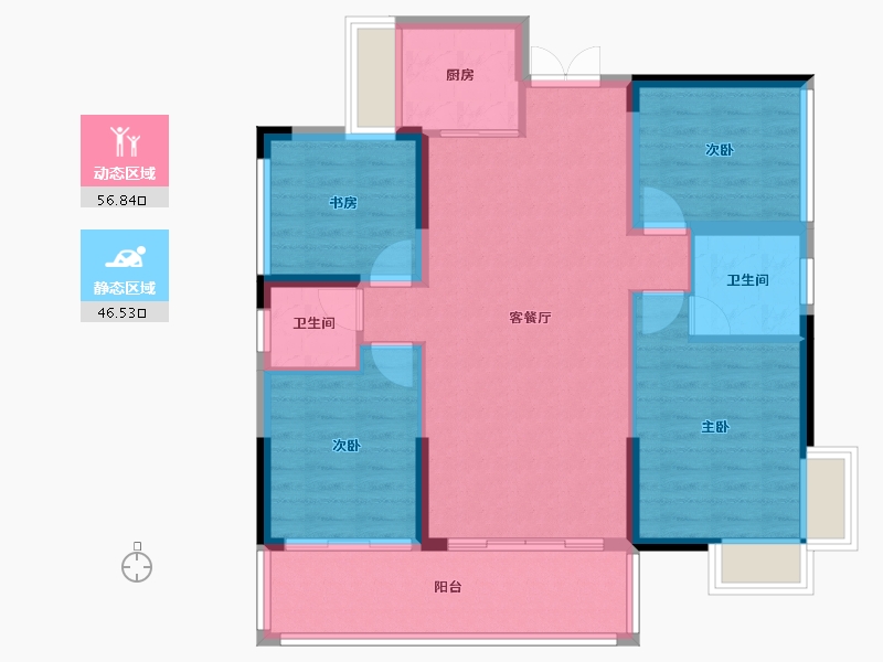 湖南省-永州市-中大湖景苑-83.77-户型库-动静分区