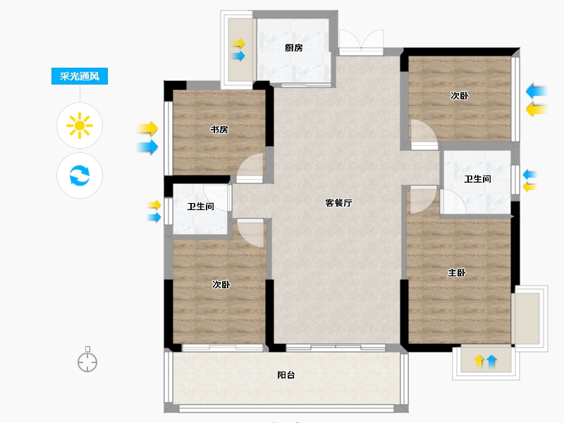 湖南省-永州市-中大湖景苑-83.77-户型库-采光通风