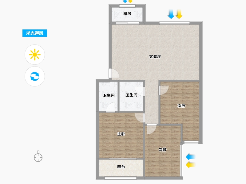 河北省-邯郸市-春晖小区-94.40-户型库-采光通风