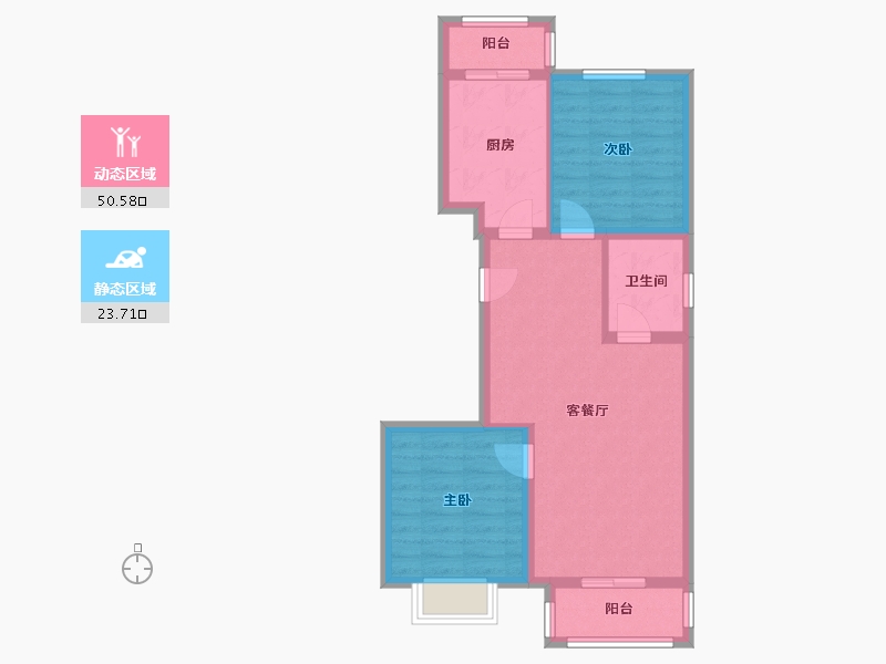 河北省-廊坊市-金桥嘉苑-71.89-户型库-动静分区