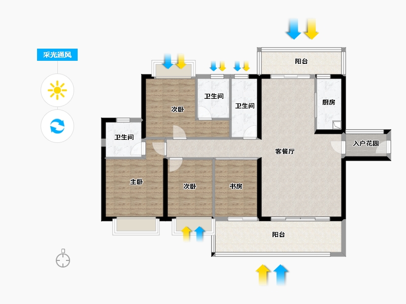 广东省-河源市-坚基美丽城-125.00-户型库-采光通风