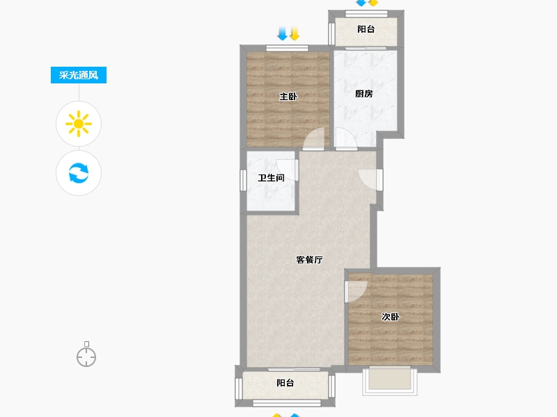 河北省-廊坊市-金桥嘉苑-75.74-户型库-采光通风