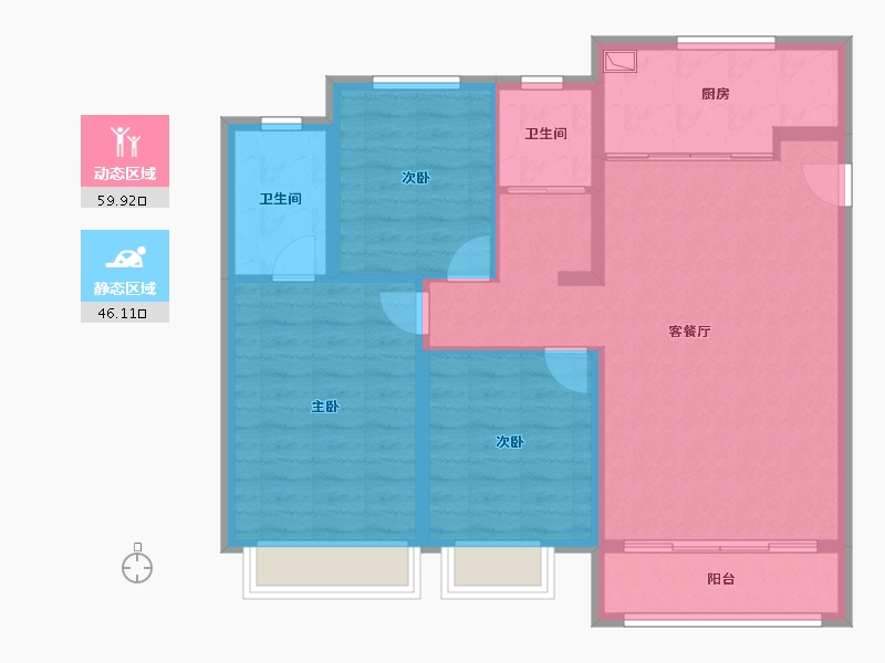 新疆维吾尔自治区-乌鲁木齐市-中南上悦城-95.48-户型库-动静分区