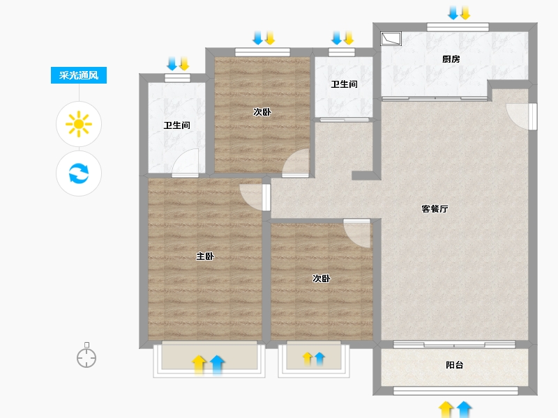 新疆维吾尔自治区-乌鲁木齐市-中南上悦城-95.48-户型库-采光通风