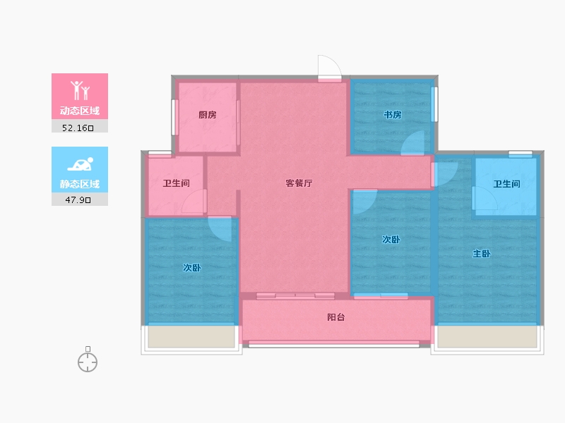 浙江省-杭州市-观晖美寓-94.70-户型库-动静分区