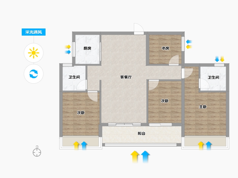 浙江省-杭州市-观晖美寓-94.70-户型库-采光通风