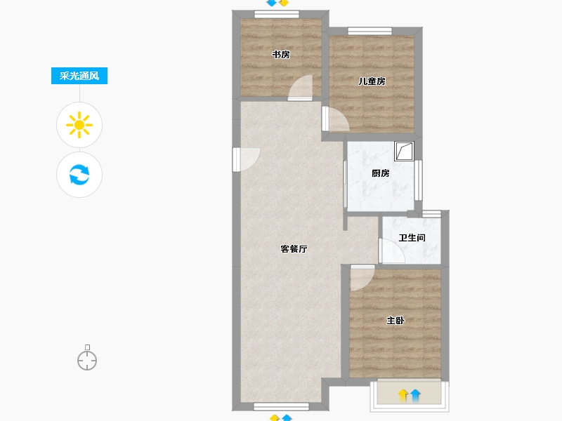 山西省-太原市-中海寰宇时代-76.00-户型库-采光通风