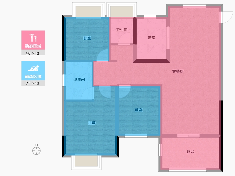 河南省-信阳市-七星湖社区西湖映画-94.88-户型库-动静分区