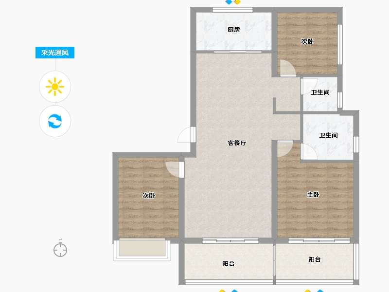 河南省-安阳市-水木云镜-102.40-户型库-采光通风