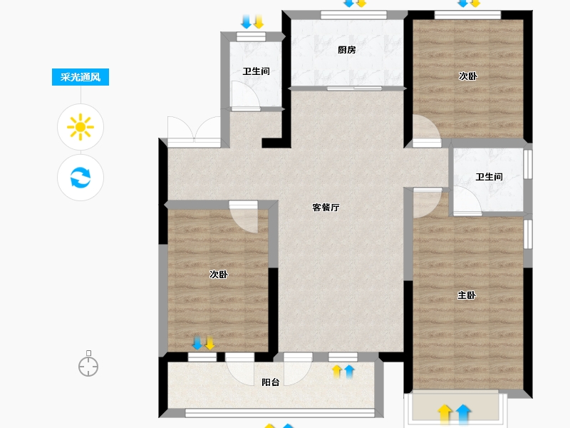 河北省-石家庄市-安联天颂-105.60-户型库-采光通风