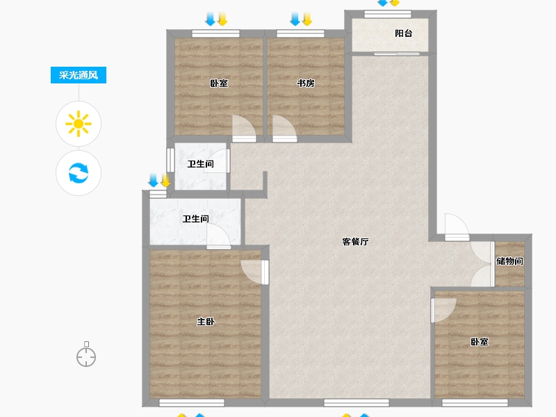 吉林省-长春市-学樘府-127.56-户型库-采光通风