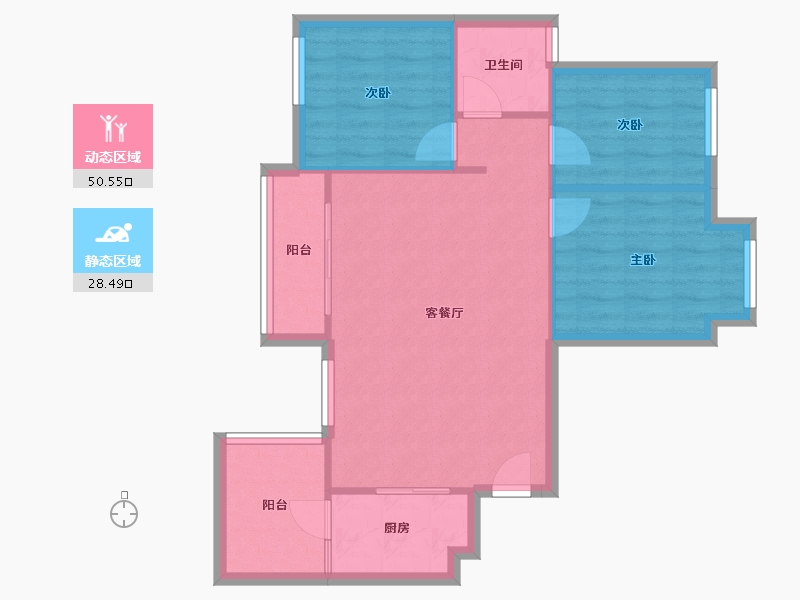 四川省-成都市-锦和康城康泰苑-70.10-户型库-动静分区