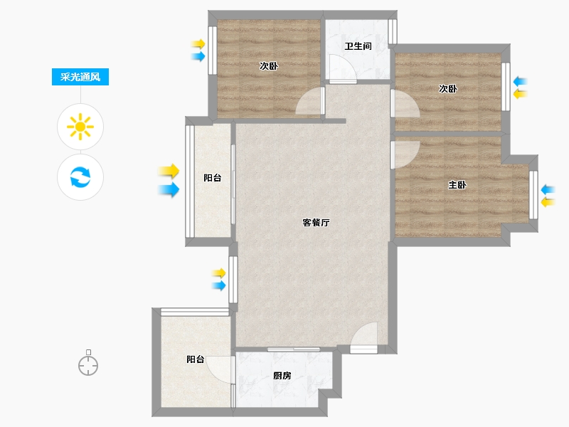 四川省-成都市-锦和康城康泰苑-70.10-户型库-采光通风