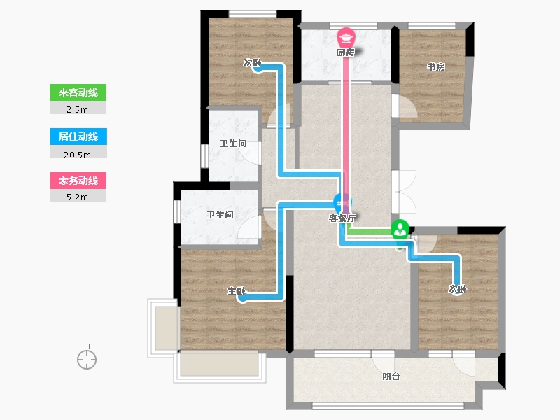 山东省-青岛市-中冶德贤公馆-94.42-户型库-动静线