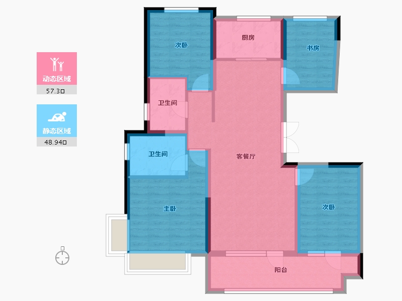 山东省-青岛市-中冶德贤公馆-94.42-户型库-动静分区