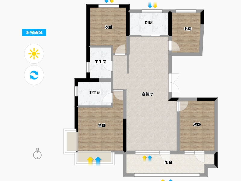 山东省-青岛市-中冶德贤公馆-94.42-户型库-采光通风