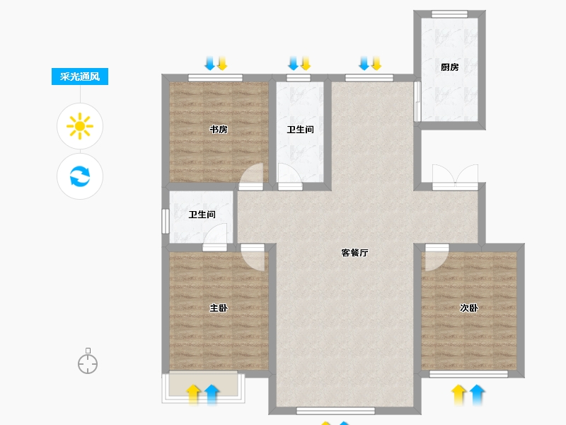 新疆维吾尔自治区-石河子市-天筑云鼎-116.00-户型库-采光通风