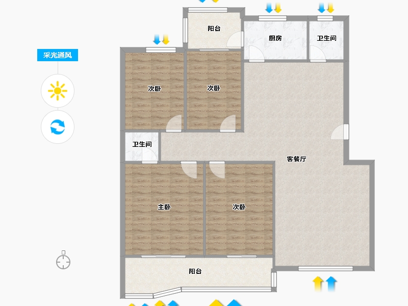 山东省-泰安市-学府嘉园-136.60-户型库-采光通风