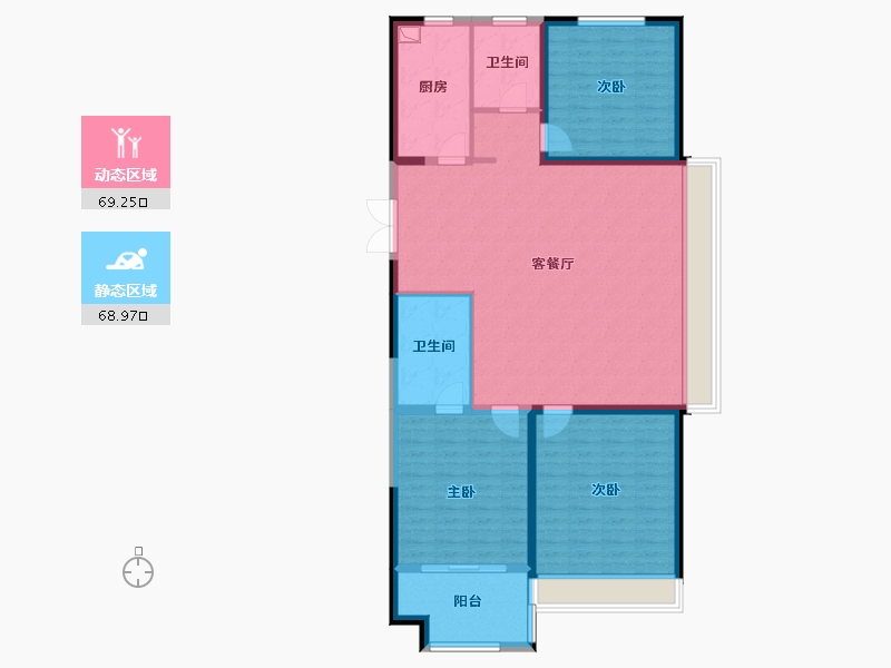 江苏省-连云港市-世纪凤凰城-126.00-户型库-动静分区