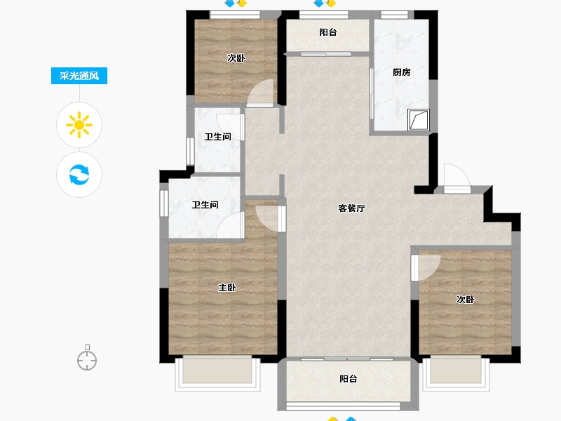 天津-天津市-华景园-94.90-户型库-采光通风