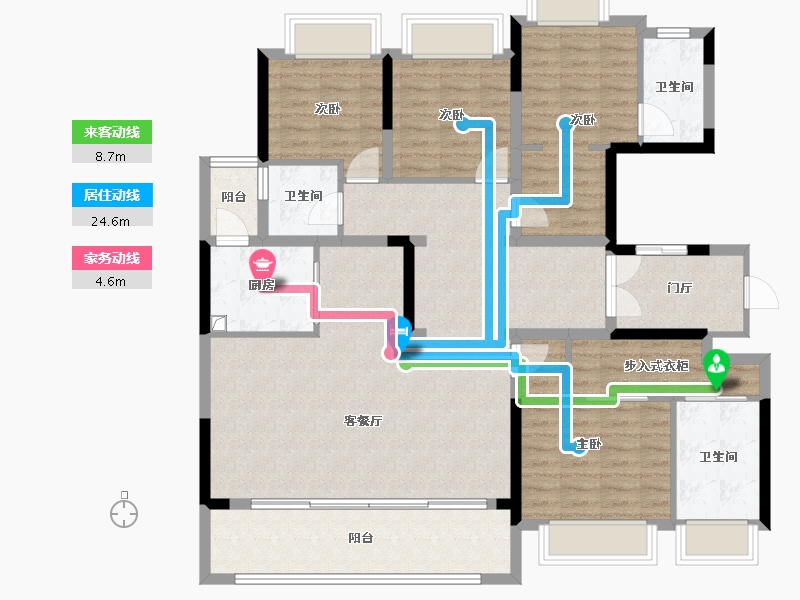 重庆-重庆市-新城朗隽大都会-132.84-户型库-动静线